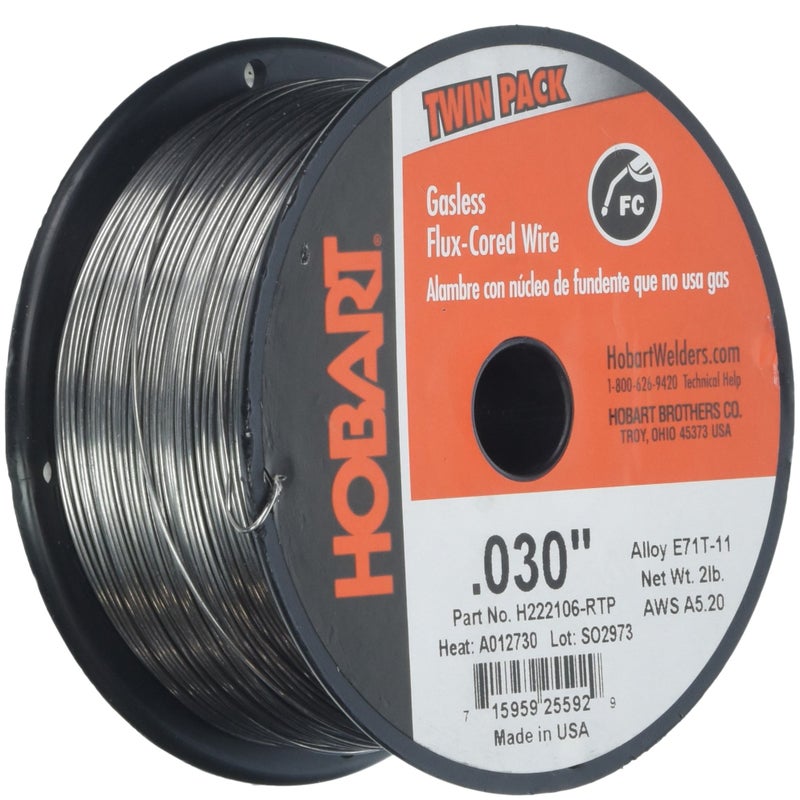 Hobart H222106-RTP 0.030-Inch Gasless Flux-Cored Wire, 2 Pound (Twin Pack)